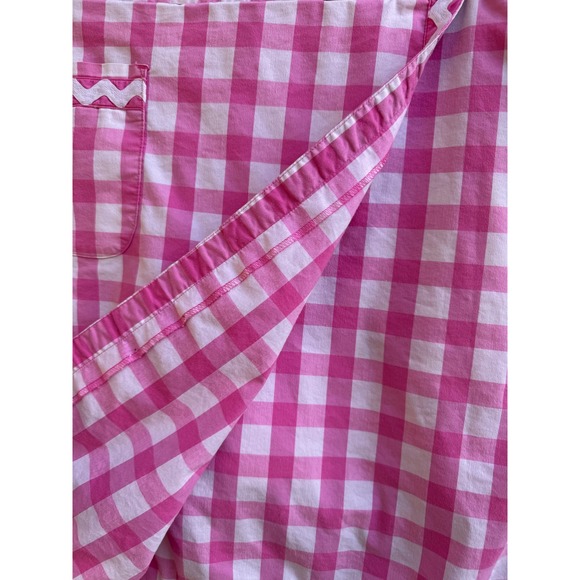 Lilly Pulitzer Pink White Gingham Wrap Skirt Ric Rac Trim Cottage Preppy Pocket - Picture 5 of 8